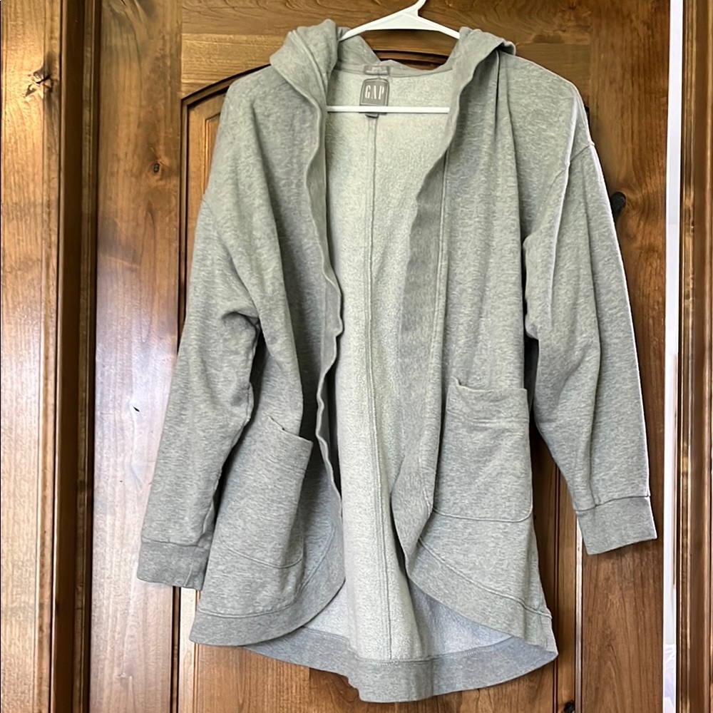 GAP Gray Hooded “Sweats” Cardigan